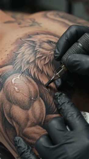 Majestic Griffin Back Tattoo | Ultra Realistic Mythical Ink 🦅🦁