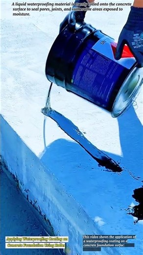 Applying Waterproofing Coating on Concrete Foundation Using Roller