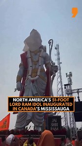 2.8K views · 50 reactions | In a landmark moment for the Indian community in #Canada, the tallest statue of #LordRam in North America was unveiled on Sunday at the Hindu Heritage Centre in Mississauga, #Ontario. Standing 51 feet tall (excluding the pedestal and umbrella), the magnificent fibreglass idol now serves as a powerful spiritual and cultural symbol in the Greater #Toronto Area. | NEWS9 | Facebook