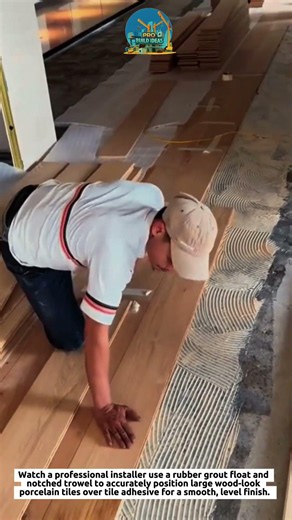 Installing Large Wood Look Porcelain Tiles Perfectly | Satisfying Tile Installation Process
