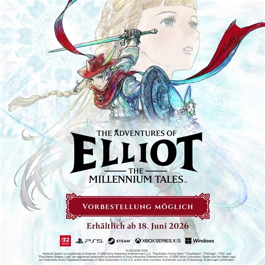 Wir präsentieren: Den brandneuen Trailer zu The Adventures of Elliot: The Millennium Tales! 🔥 Erhältlich ab 18. Juni 2026 für Nintendo Switch 2, PlayStation 5, Steam, Xbox Series X|S und Windows. Ab sofort vorbestellbar 👇 de.store.square-enix-games.com/the-adventures-of-elliot_-the-millennium-tales | Square Enix DE
