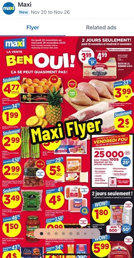 Maxi Flyer for my Quebec friends #maxi #Quebec #jennifersfrugal #frugalmom #dealfinder