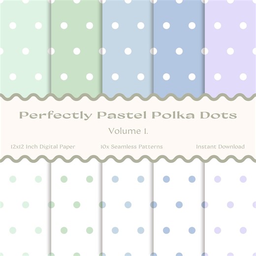 Pastel Polka Dot Seamless Patterns - Polka Dot Digital Paper, Polka Dot Background, Printable Scrapbook Paper, Instant Download Pattern - Etsy