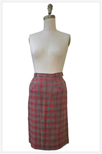 1950s Plaid Wool Pencil Skirt | Vintage Secretary Style, Size Small - Etsy UK