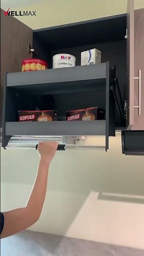 WELLMAX Kitchen wall cabinet pull down shelf – easy access, smart storage