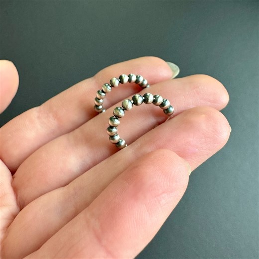 Small Silver Hoops Navajo Pearl Style 925 Sterling Silver, Minimal Dainty Thin Open Hoop Earrings, Western Jewelry, Gift for Her - Etsy