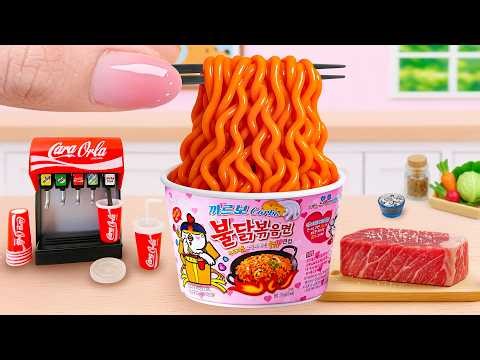 How To Cook Miniature Coca Cola Braised Beef Rice with Korean Noodles by Tony Mini Food