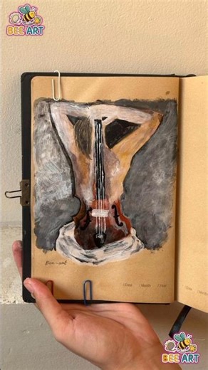 A violin shaped like a woman’s back 🎻 #AbstractPainting #BeeArt