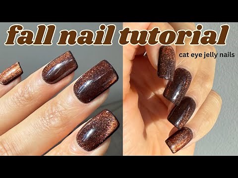 Cat eye magnetic gel nails tutorial! easy fall nail art at home, step by step beginner friendly