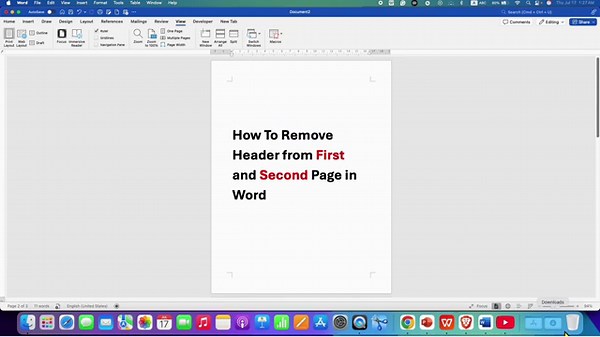 How To Remove Header from First and Second Page in Word