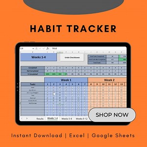 Habit Tracker Excel Template: Daily, Weekly, Monthly Goal Planner - Etsy Canada