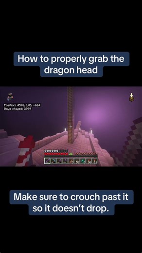 How to properly pickup the dragon head in the end #minecraft #tips