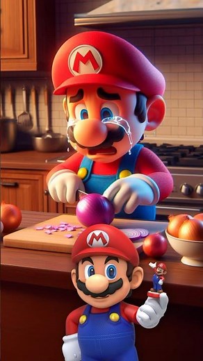 Even Mario is crying from onions😭 #mario #supermario #mariobros #cartoon #nintendo #princess #luigi
