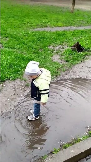 Kid Playing in Puddles in the Rain ☔😂