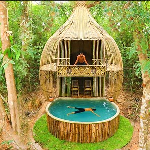 Building Swimming Pool For Two-story Villa | Primitive Survival Tool