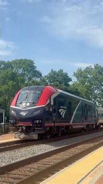Amtrak train arrives and departs Ashland,VA on track 3 with ALC-42#333 leading solo heads southbound