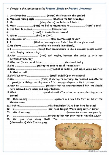 Present Simple or Present Continuous Stative Verbs