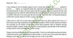 Sample Eviction Notice to Tenant to Vacate Rental Property