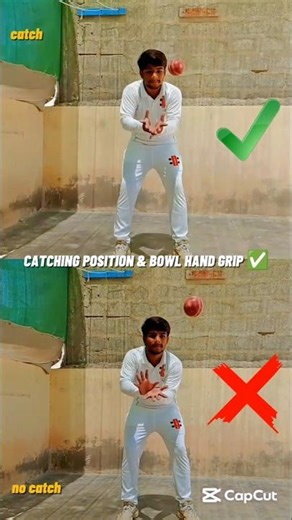 Catching position & bowl hand grip technique ✅ #cricket #tips #catch #practice #catching #ball