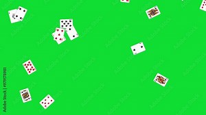 Flying poker cards background loop, green screen background Stock Video
