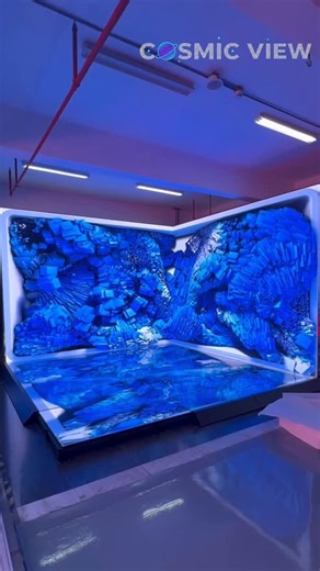 Cosmic View on Instagram: "Redefine your space with the immersive power of the Cosmic View XR Stage. This video features our high-resolution corner display where the floor and walls meet to create a seamless 3D visual environment. It is the perfect solution for virtual production, high-end events, and interactive art installations that require a corner-less perspective. Effortless End-to-End Installation: We specialize in complex geometric setups, making the installation of immersive stages simp