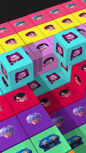 K-Pop Demon Hunters in 3D 😈🎤 | Satisfying Cube Animation #3danimation #loop #gaming