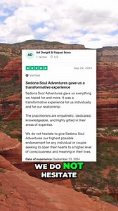 🌟 A Transformative Journey Awaits You 🌟 At Sedona Soul Adventures, we’re deeply honored to witness the incredible transformations of our clients. Art and Raquel recently shared their experience with us, describing their retreat as "everything we hoped for and more." Their journey not only strengthened their relationship but also brought a new level of consciousness and meaning to their lives. Thank you, Art and Raquel, for allowing us to be part of your beautiful journey! 💫 If you're ready to