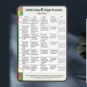 High Protein 1200 Calorie Meal Plan Printable | 7-day Meal Prep PDF | Portion-based Menu | Protein Meal Planner | A4 US Letter Download - Etsy