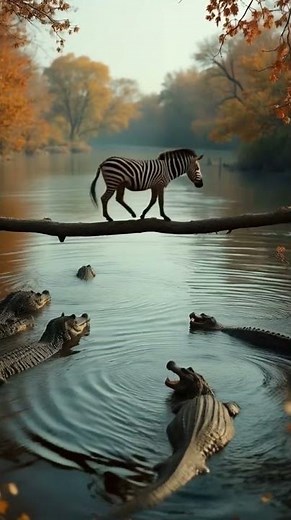 In the Wild Jungle: Zebra's Daring River Crossing!