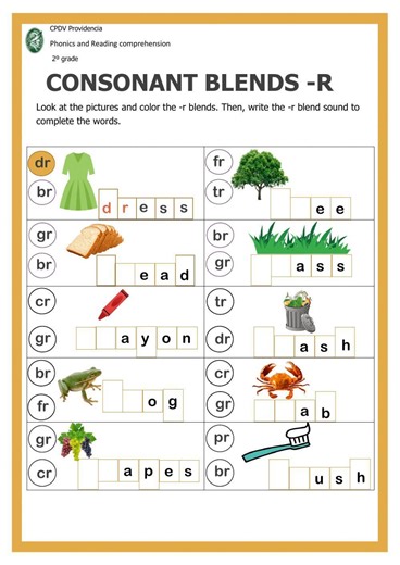 Consonant blends with -r interactive worksheet