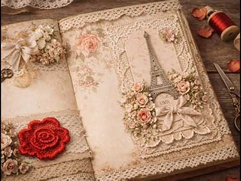 Turn Embroidery Into Scrapbook Magic ✂️ Vintage Lace Journal Layout Idea #shots