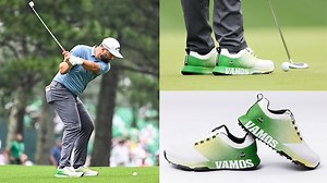 A closer look at Jon Rahm's custom Cuater golf shoes at the Masters