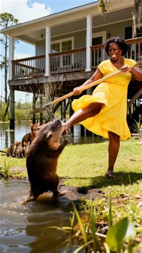 Brave Woman Saves Cat Family From Nutria Attack! #animals #rescue #pets