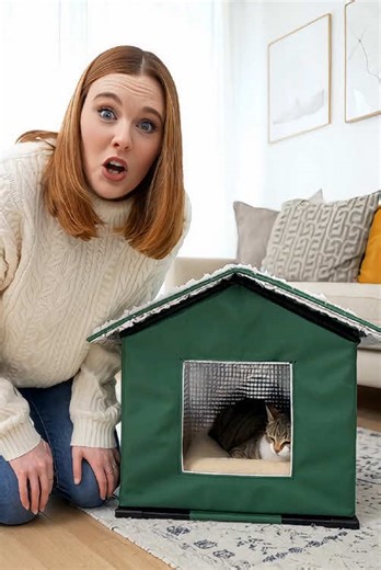 A cozy home for every season 🐾🏡 This insulated outdoor cat house keeps cats warm in winter and comfy all year round. Easy to assemble, durable, and complete with a soft cushion — perfect for indoor or outdoor use.#OutdoorCatHouse#InsulatedCatShelter#WinterCatHome#CatComfort#PetShelter