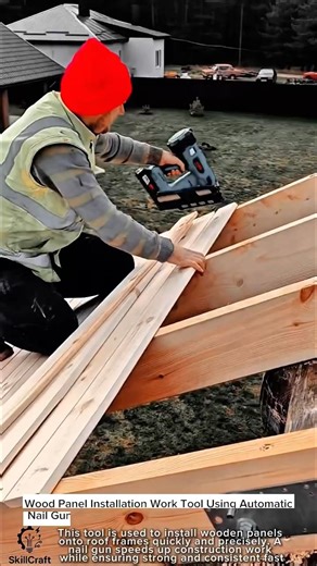 Wood Panel Installation Work Tool Using Automatic Nail Gun #worktool