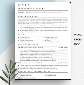Two Column Teacher Resume Template, ATS Friendly Resume, Word, Doc, Mac Pages