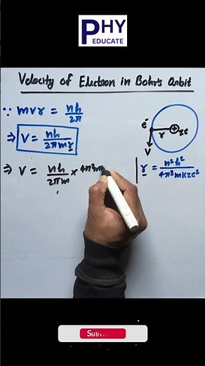 Velocity of Electron in Bohr's Orbit | Bohr Atomic Model #physics #neet #ncert #cbse