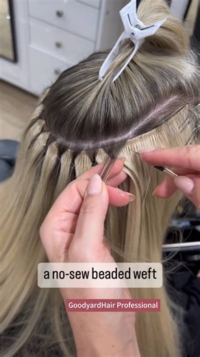 Our no-sew beaded weft application offers a quick and easy way to achieve stunning, natural-looking extensions. Perfect for anyone looking to elevate their hair game! 💁‍♀️ #NoSewWeft #HairExtensions === #BeadedWeftExtensions #NoSewHair #EffortlessGlam #HairExtensionTechnique #SeamlessExtensions #HairGoals #HairTransformation #BeautyInnovation #HairStyling #GorgeousHair #HairExtensionExperts #NewHairNewYou #HairstyleInspo #HairMagic #FlawlessHair | Goodyardhair