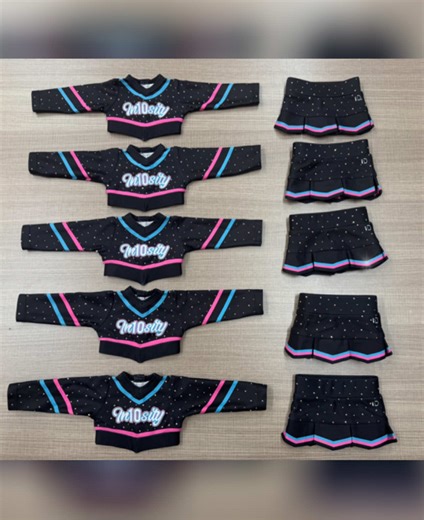 INTENSE DESIGNS 419 🤩🙌🏽 AMERICAN DOLL CHEER UNIFORMS 👏🏽 The perfect gift for any cheerleader ! Cheer coaches or gym owners, message me if interested! 15 piece minimum