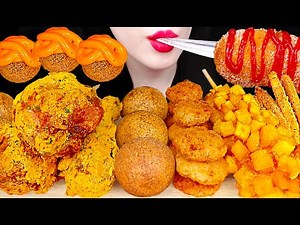 ASMR FRIED CHICKEN, CHEESE BALL, CORN DOG, CHICKEN NUGGET 뿌링클 치킨, 치즈볼, 핫도그 먹방 MUKBANG, EATING