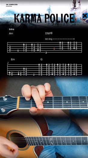 Matt on Instagram: "Karma Police - Guitar Tutorial with Tabs #guitartutorial #guitarlesson #guitar #guitartabs #radiohead #karmapolice #guitarsdaily #beginnerguitar #easyguitar #guitarist #acousticguitar #fyp #fypage"