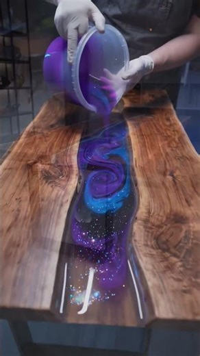 Bro turned a table into space 🌌✨ rate this out of 10” #shorts #viral #epoxy #galaxy