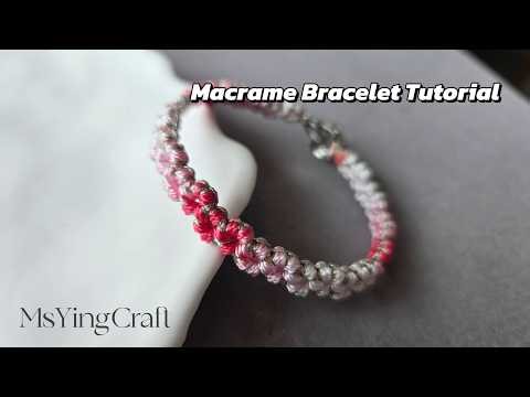 Peach Blossom Macrame Bracelet Tutorial | Spring Floral Pattern