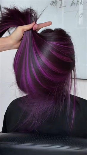 Hidden Purple Hair Transformation 💜 | Black to Violet Peekaboo Hair #Shorts