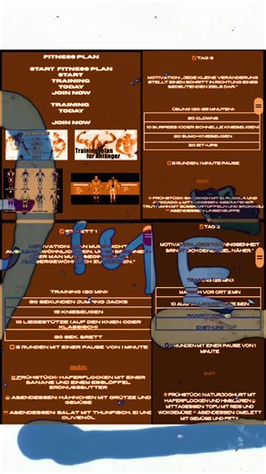 10-Tage-Trainingsplan für Anfänger. Dieser Plan führt dich schrittweise in die Welt der körperlichen Aktivität ein und konzentriert sich auf die Verbesserung von Ausdauer, Kraft und Beweglichkeit. Jeder Tag enthält einfache Übungen wie Spaziergänge, Dehnübungen, Bodyweight-Training (z.B. Kniebeugen, Wandliegestütze) sowie kurze Cardio-Einheiten (z.B. Radfahren, Spaziergang). Beispielhafter Ablauf: Tag 1-3: Leichtes Cardio Stretching Tag 4-6: Krafttraining (z.B. Kniebeugen, Plank) Spaziergang Tag