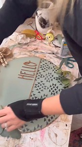 This Sage paint is so pretty! It’s called “Italian sage” by folkart! I made a Mylar stencil with my laser for the pattern & used a roller to apply the black paint! I wanted to try something more boho with the bow this time - so I added some beads! The SVG file is linked in the comments below 🙂 | Painted by Mandy