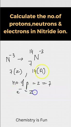 How to calculate the no.of protons, neutrons & electrons in Nitride ion ? | #Class11th | #Chemistry