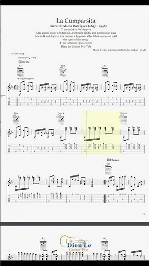 La Cumparsita - Gerardo Matos Rodríguez (1897 - 1948) arr for Classical Guitar