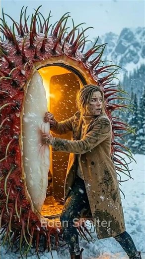 Look closely at how she open the bizarre white seal of spiky structure.