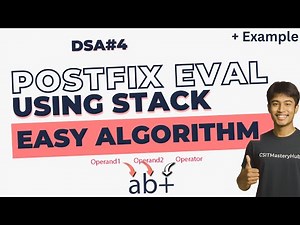 Evaluate Postfix Expression Using Stack | Algorithm & Important Example | DSA - 4